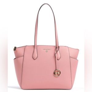 Brand New Michael Kors Marilyn Medium Saffiano Leather Tote Bag in Smoky Rose